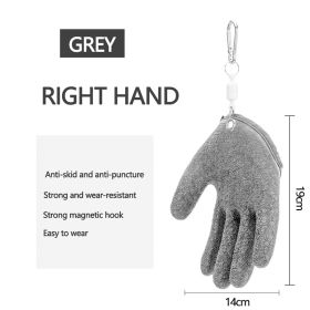 Fishing Gloves Anti-Slip Protect Hand from Puncture Scrapes Fisherman Professional Catch Fish Latex Hunting Gloves Left/Right (Color: Right Grey3, Ships From: CN)